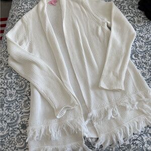 Lilly Pulitzer White Cardigan with Fringe